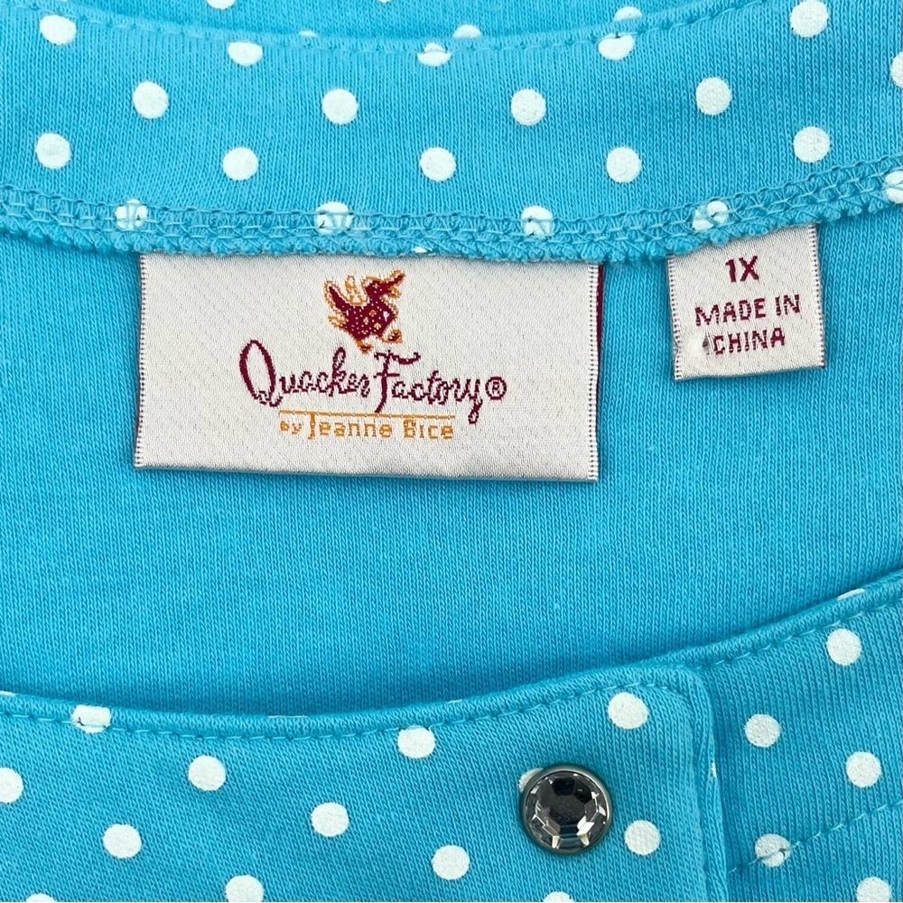 Quacker Factory Blue Polka Dot Buttoned Knit Top … - image 6